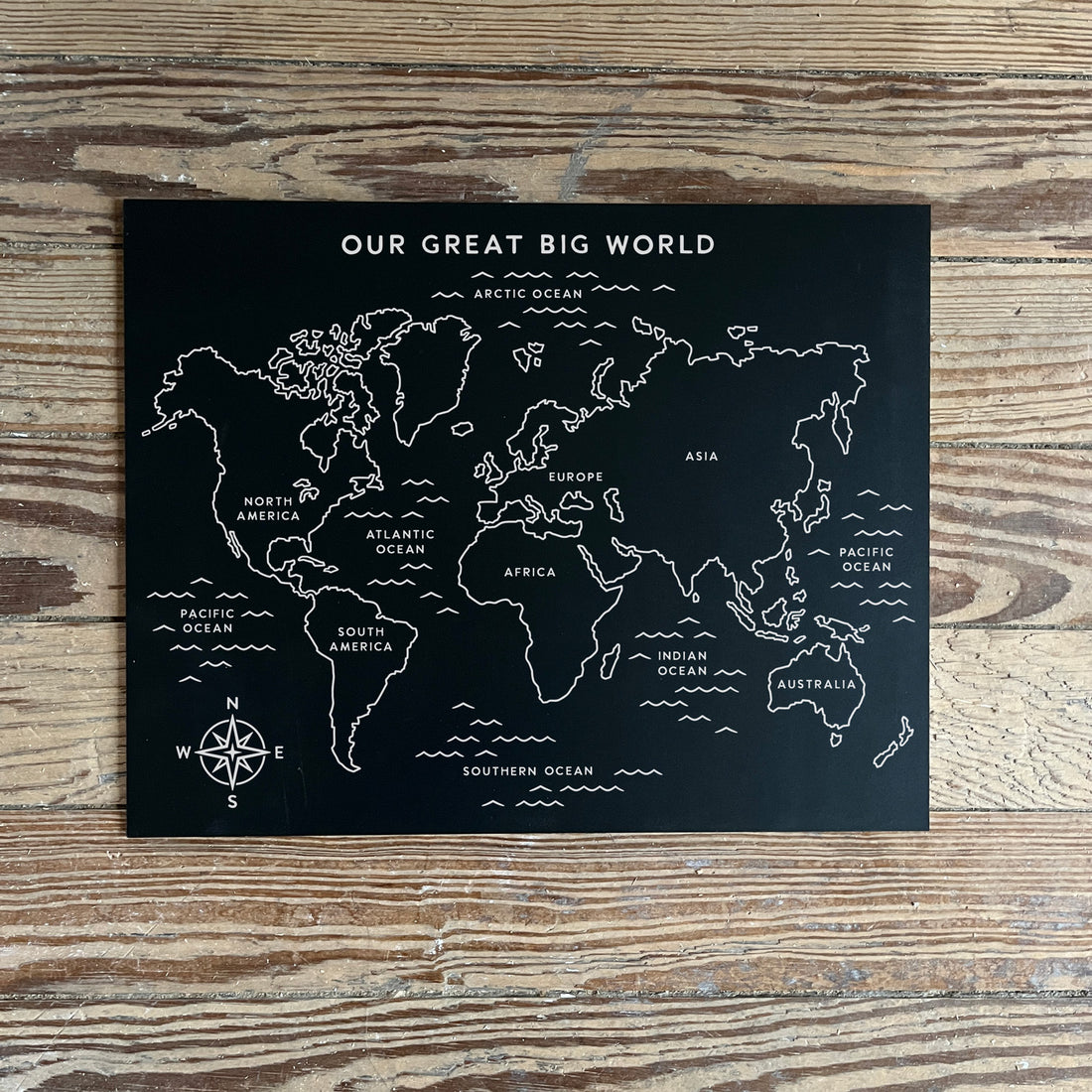 World Map Trace-n-Erase Chalkboard® (labeled)